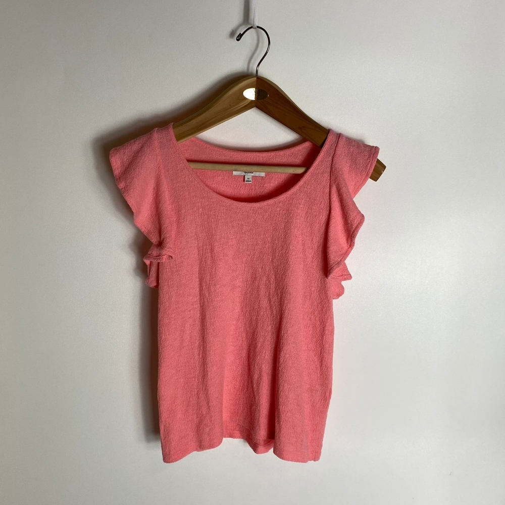 MADEWELL Texture & Thread Coral Pink Ruffled Top XS
